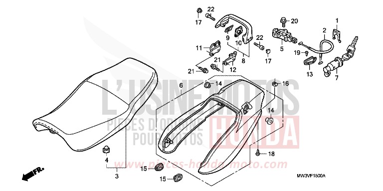SEAT/REAR COWL for CB Seven Fifty BLACK (NH1) from 1999